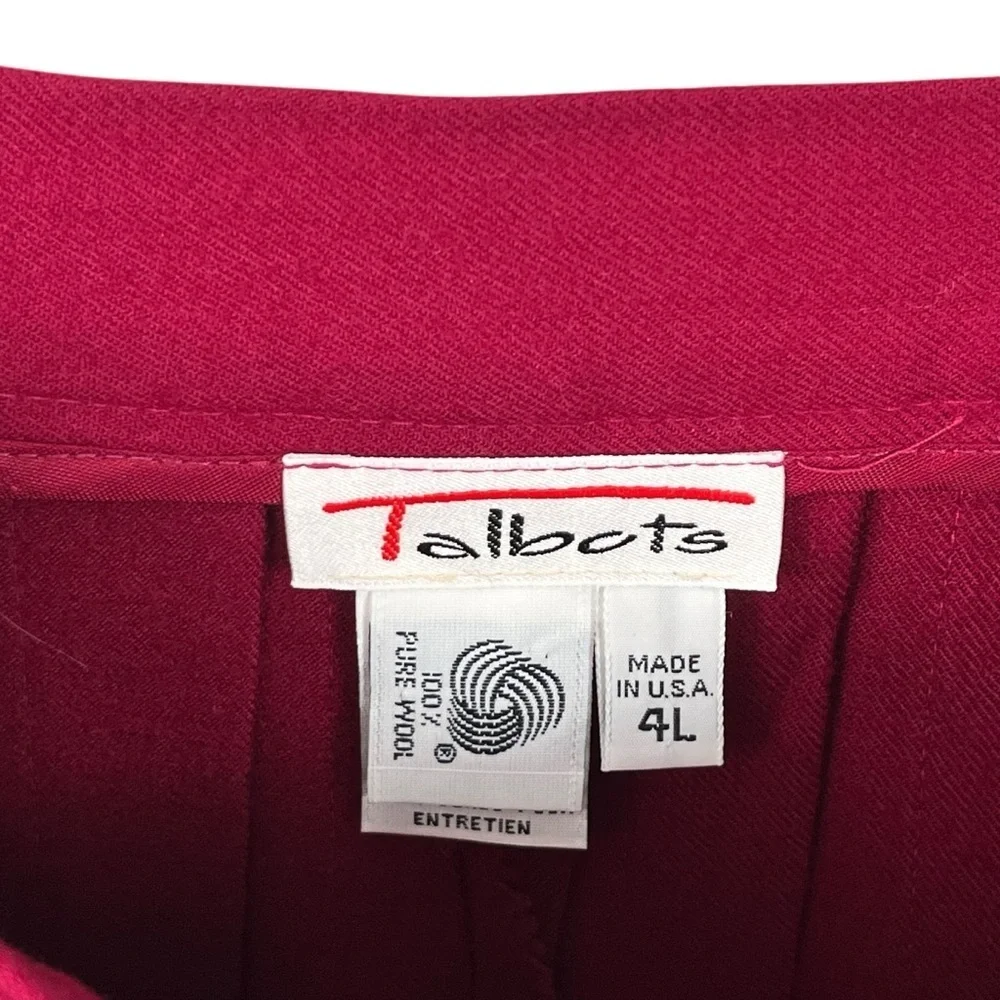 Vintage Talbots 100% Wool Pleated Midi Skirt Cranberry – Size 4L Made in USA